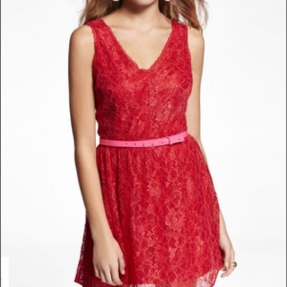 ⭐3/$20 EXPRESS Red Lace sleeveless Cocktail dress